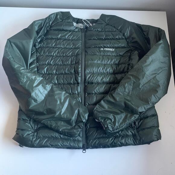 Adidas Womens XS Terrex Hike Bomber Down Puffer Jacket Legend Earth GD1154 - Picture 3 of 13